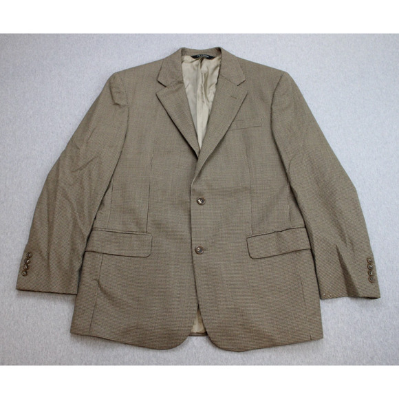 Jos A Bank Blazer Mens 41R Brown Check 100% Wool Signature Collection - Picture 2 of 10